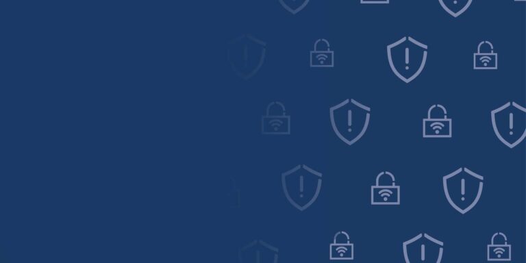 dark blue background with shield and padlock icons